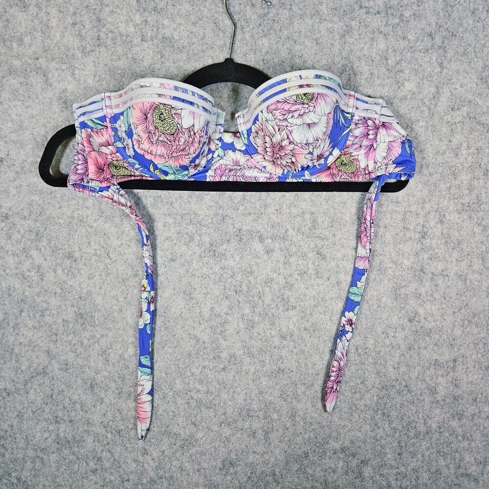 NO STRAPS Shade Shore Womens Multicolor Floral Print Underwire Bandeau Size 32D